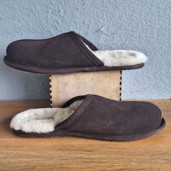UGG Scuff Slippers Men’s 9 Espresso Suede Sheepskin Wool Lined EU 42 main image 8